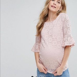 Pink lace maternity top